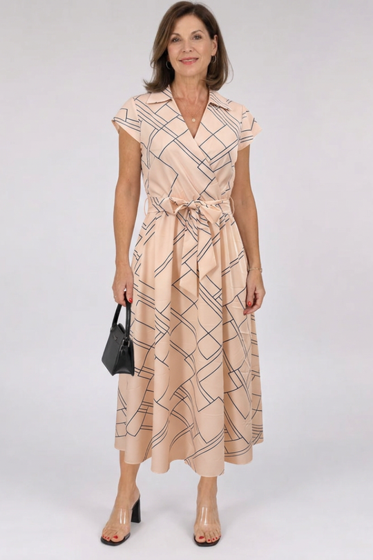Noman | Sleeveless Printed Wrap Knee Length Dress