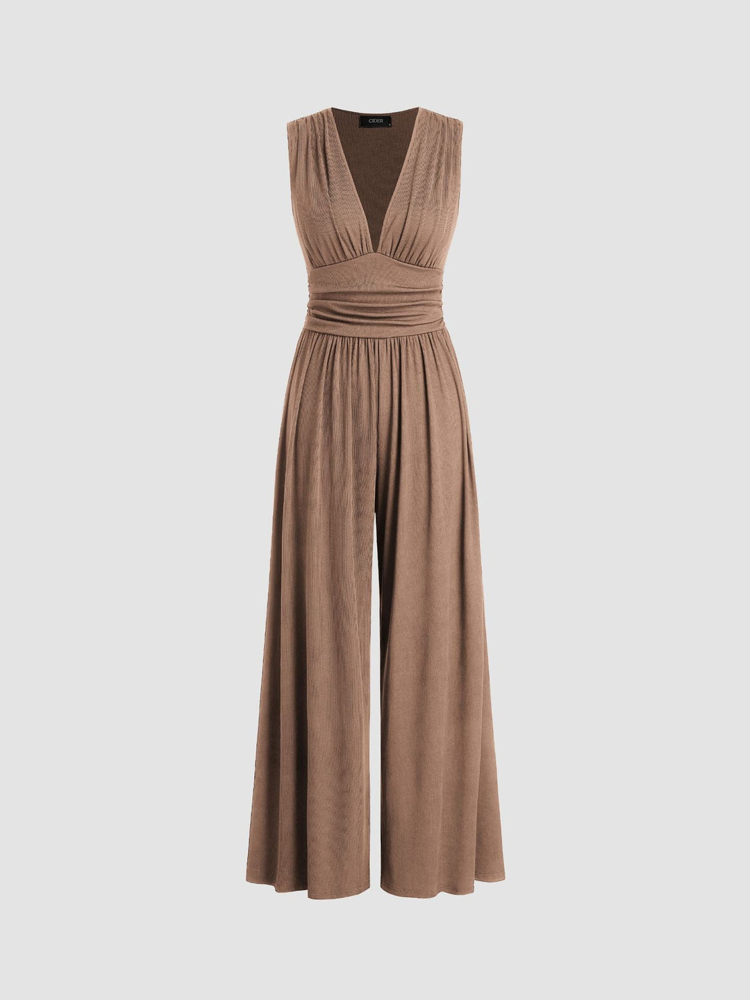 Women's Sleeveless Wide-Leg Jumpsuit with Ribbed Texture and Comfortable Fit