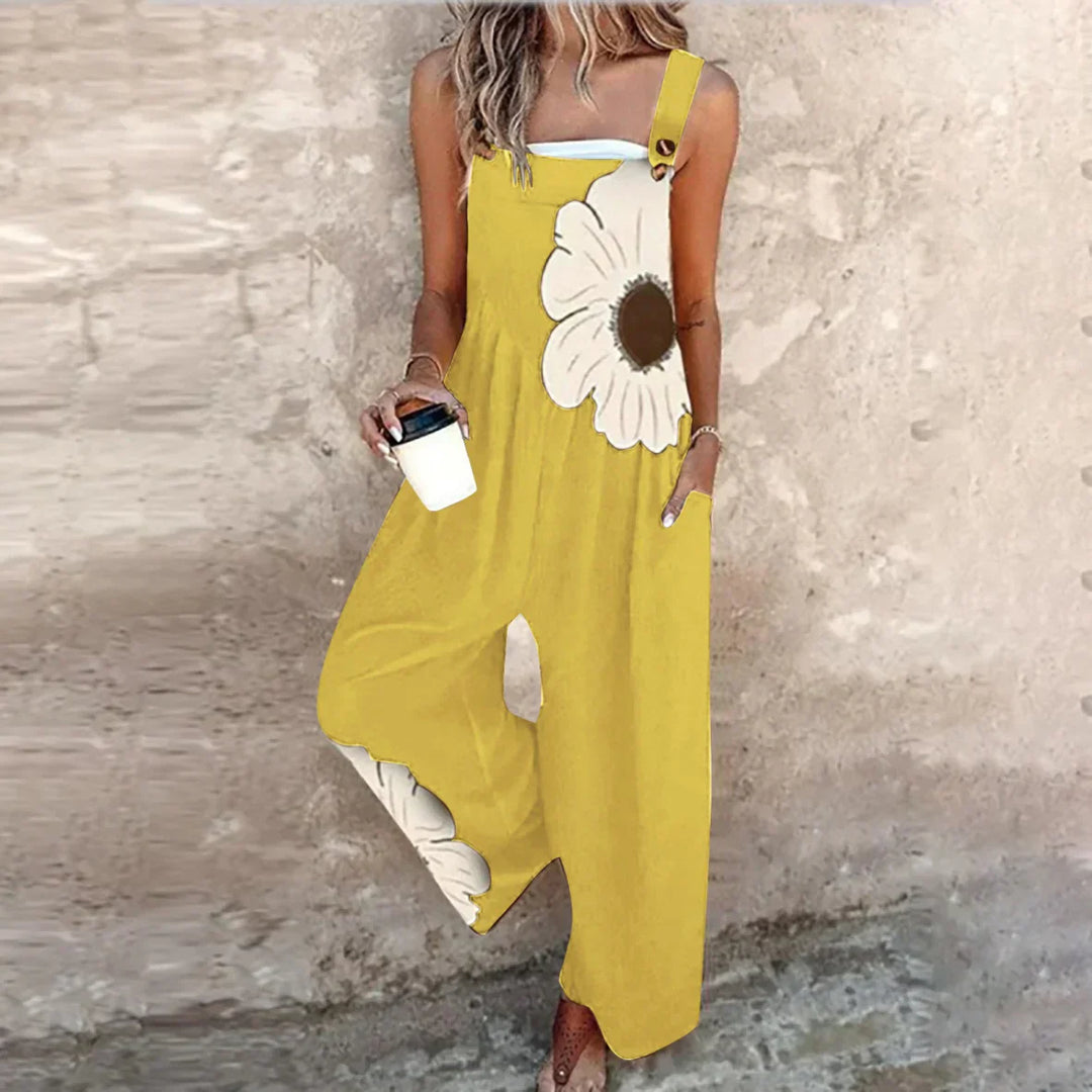 Women's Dungaree with Adjustable Straps and Statement Print