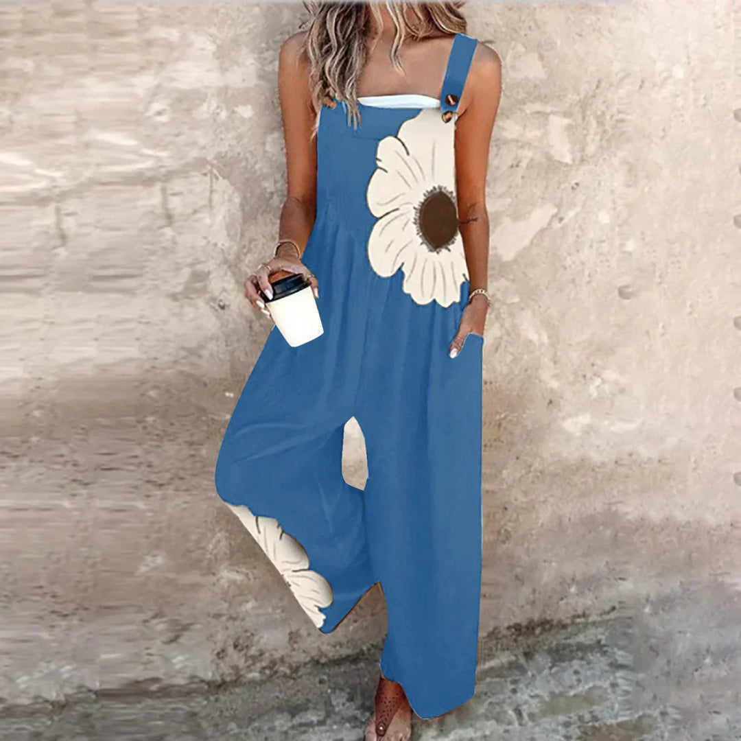Women's Dungaree with Adjustable Straps and Statement Print