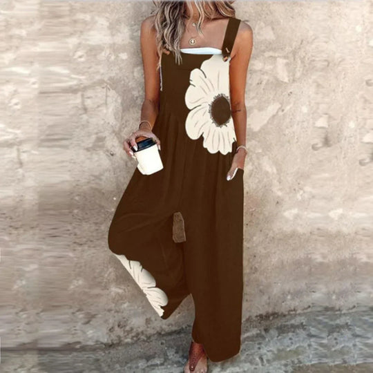 Women's Dungaree with Adjustable Straps and Statement Print