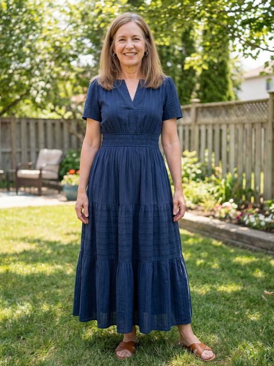Odelia | Short Sleeve Tiered Maxi Dress