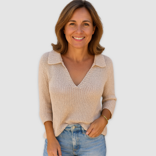 Women's V-Neck Top with Relaxed Fit and Breathable Blouse