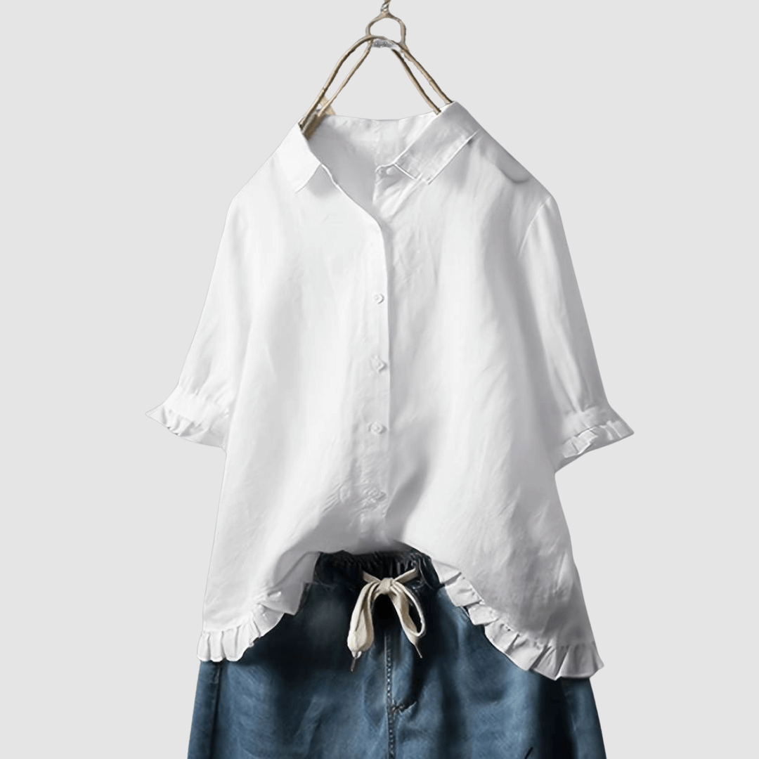Women's Breathable Blouse with Classic Collar and Relaxed Fit