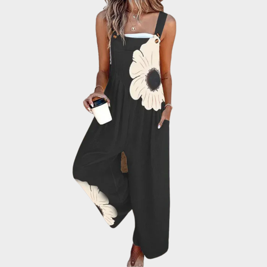 Women's Dungaree with Adjustable Straps and Statement Print