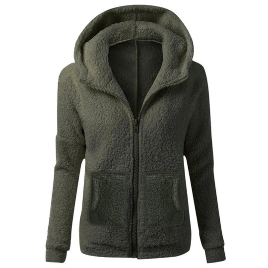 Women's Hoodie with Sherpa Lining and Zip Fastening