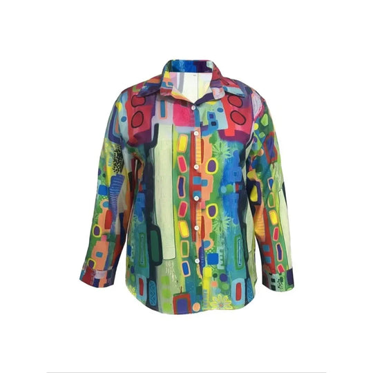 Women's Plus Size Shirt with 3D Floral Print and Open Front