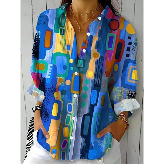 Women's Plus Size Shirt with 3D Floral Print and Open Front