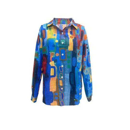 Women's Plus Size Shirt with 3D Floral Print and Open Front