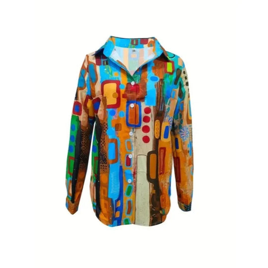 Women's Plus Size Shirt with 3D Floral Print and Open Front