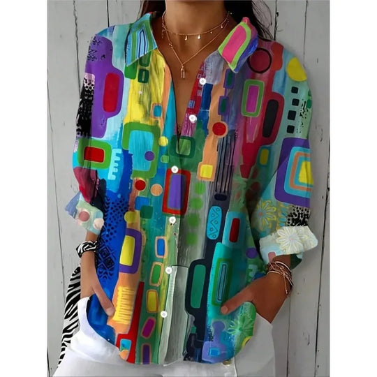 Women's Plus Size Shirt with 3D Floral Print and Open Front
