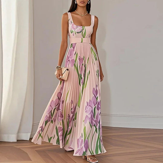 designs for floral dresses Women's Maxi Dress - Floral Design - A-Line Fit