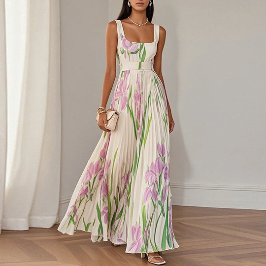 Wedding Guest A-Line Maxi Dress – Floral Print Women