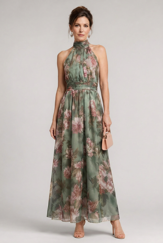 Sior | Floral Halter Neck Midi Dress