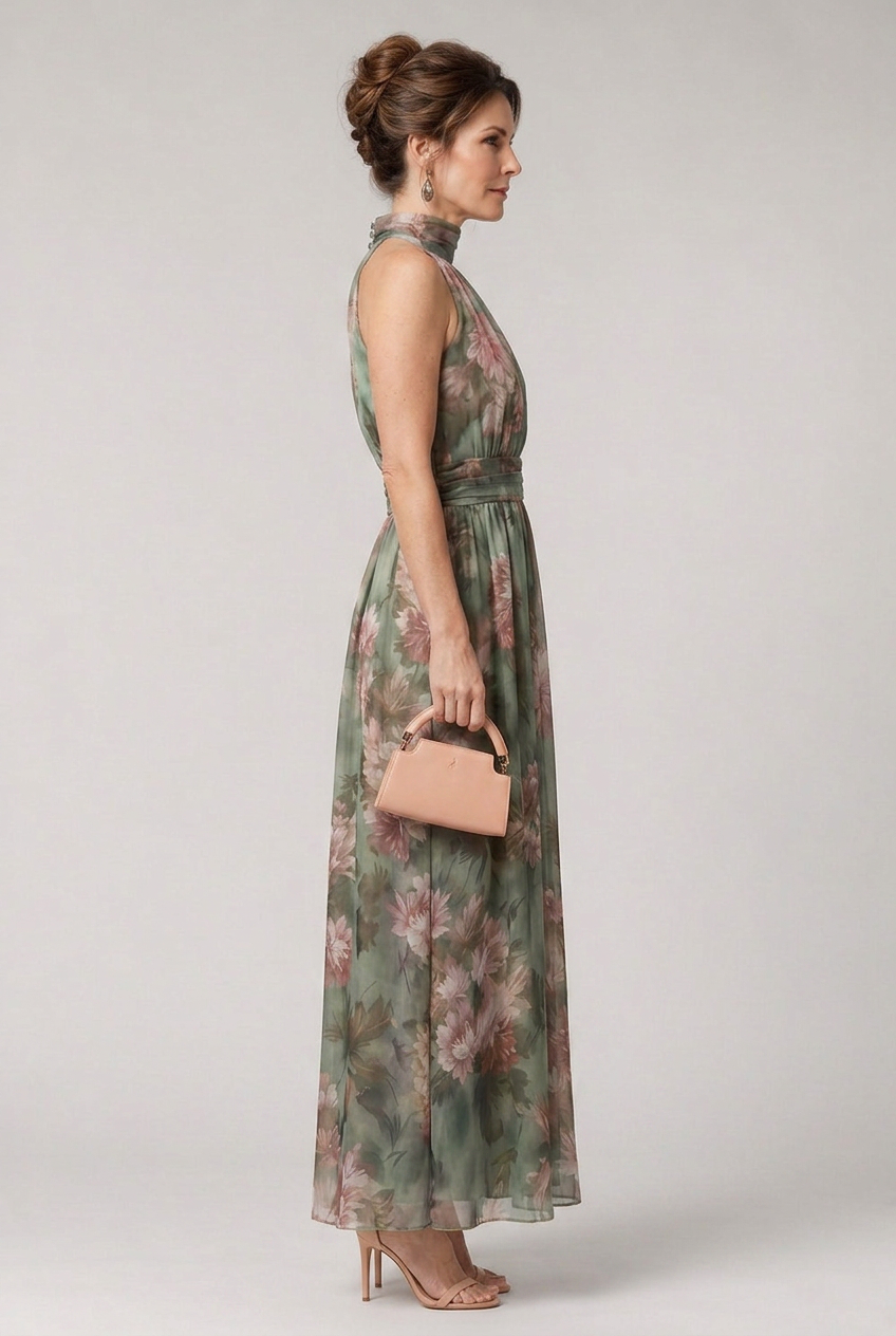 Sior | Floral Halter Neck Midi Dress