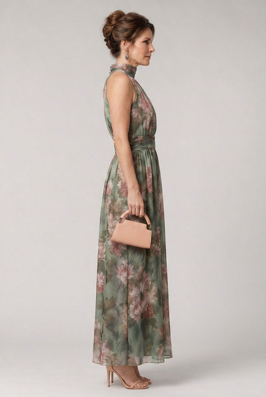 Sior | Floral Halter Neck Midi Dress
