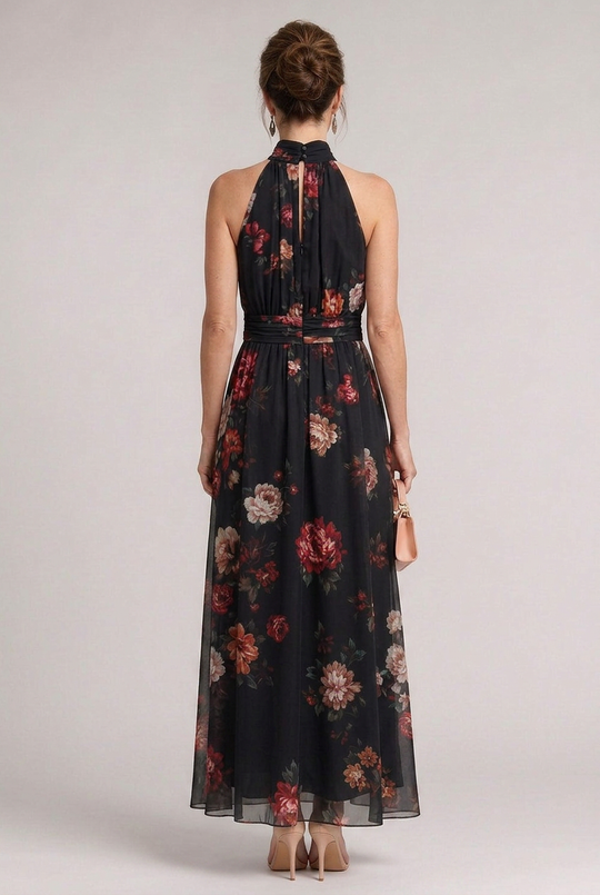 Sior | Floral Halter Neck Midi Dress