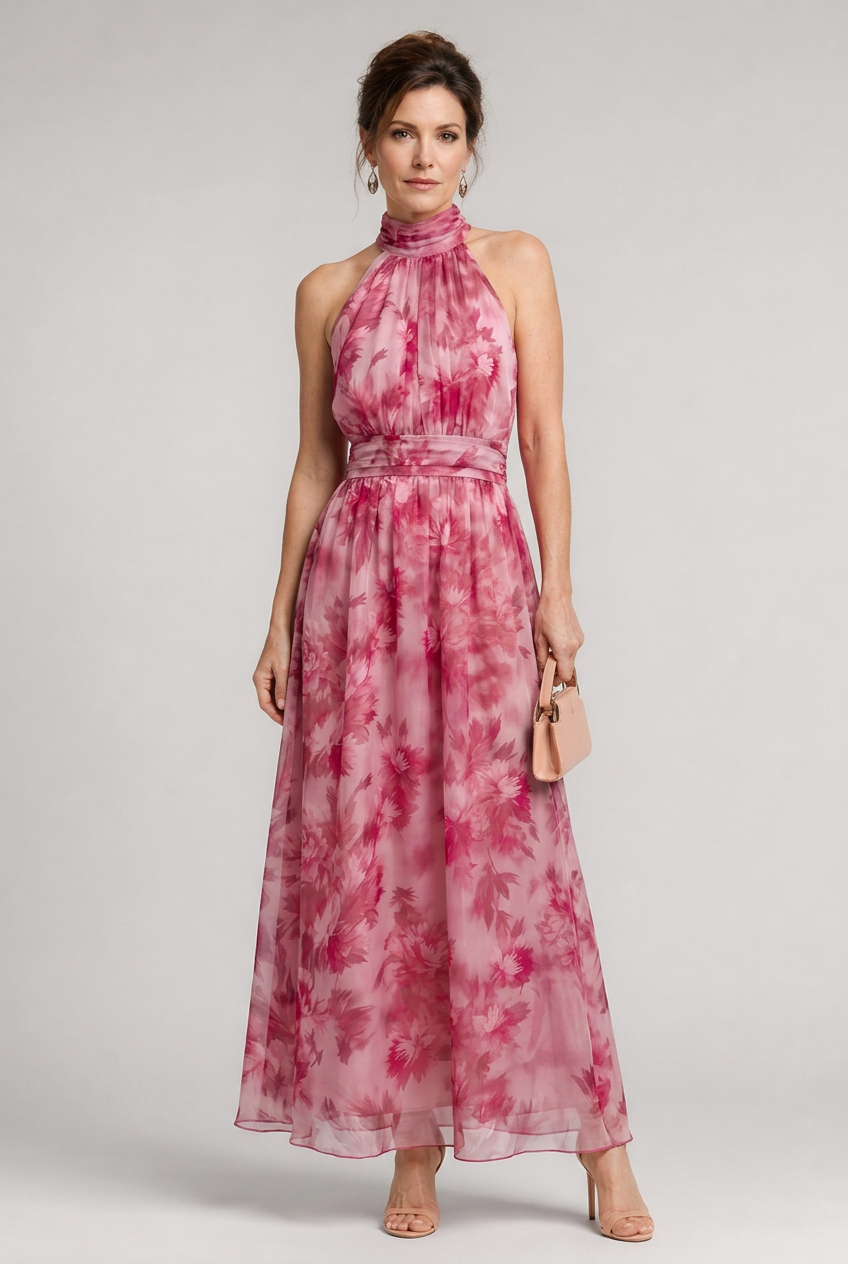 Sior | Floral Halter Neck Midi Dress