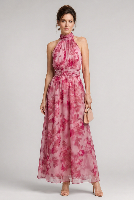 Sior | Floral Halter Neck Midi Dress