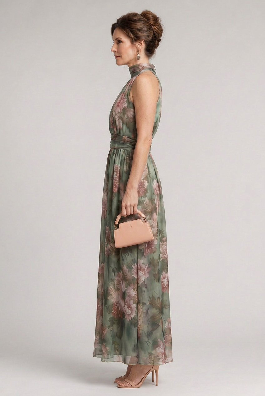 Sior | Floral Halter Neck Midi Dress