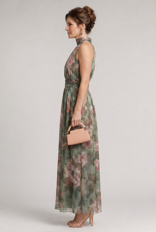 Sior | Floral Halter Neck Midi Dress