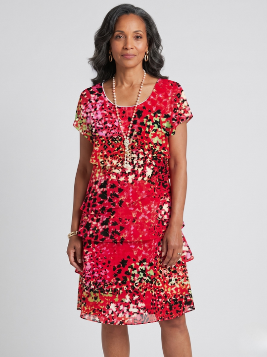 Evania | Speckled Tier Knee Length Dress
