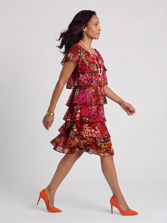 Evania | Speckled Tier Knee Length Dress