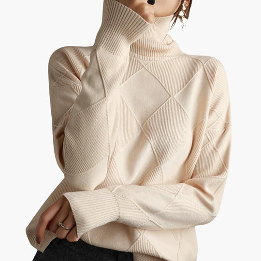 Women's Ribbed Turtleneck Jumper with Long Sleeves and Fitted Silhouette