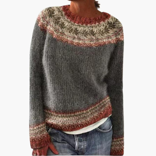 Women’s Knit Jumper with Long Sleeves and Colourful Stripes