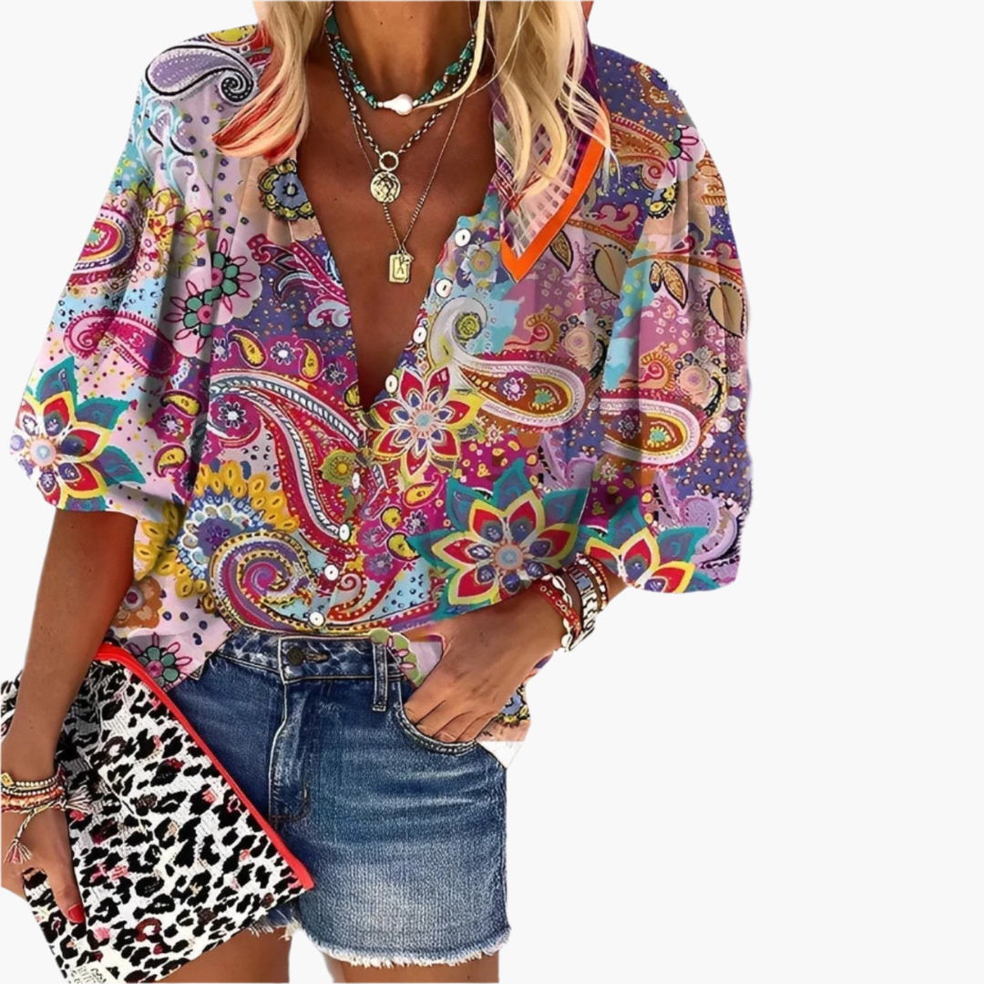 Boho-Stil Top mit Mandala-Muster für Damen - Schickes Shirt - Made by Jessica