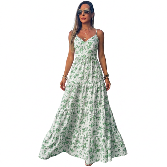 Women's Floral Print Tiered Maxi Dress