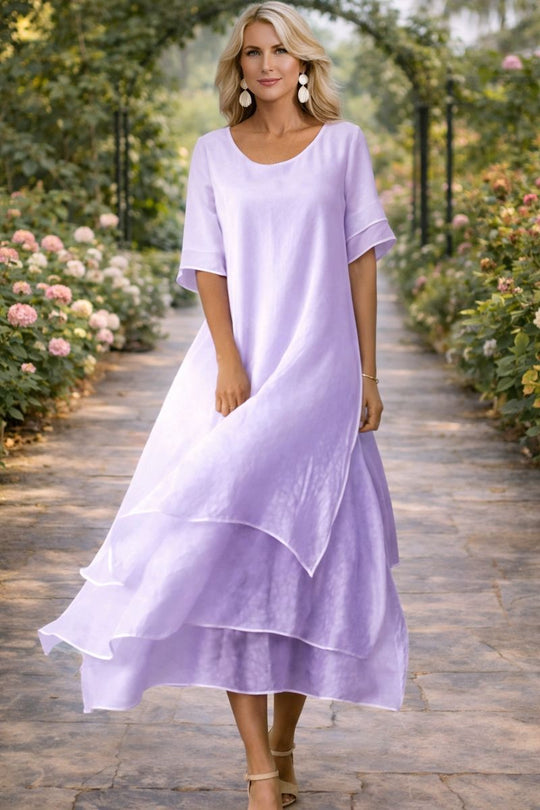 Women's Dress with Open Neckline and Flattering Cut