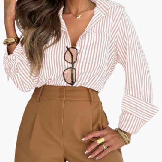 Women's Button-Up Shirt with Button-Down Front for Everyday Wear