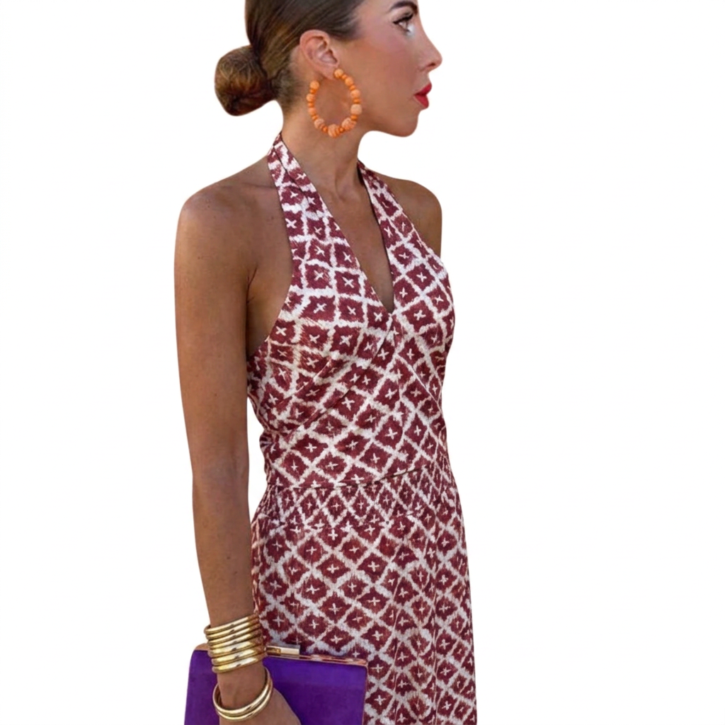 Women’s Dress with Asymmetric Neckline and Lightweight Material