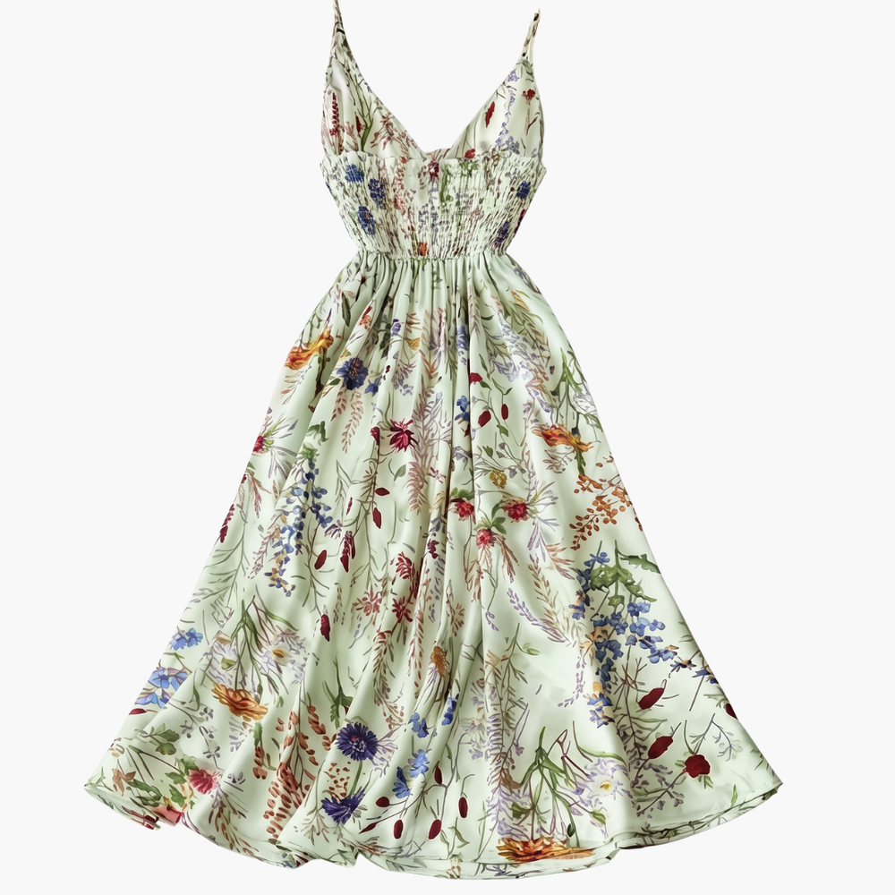 Women’s Floral Print Spaghetti Strap Midi Dress