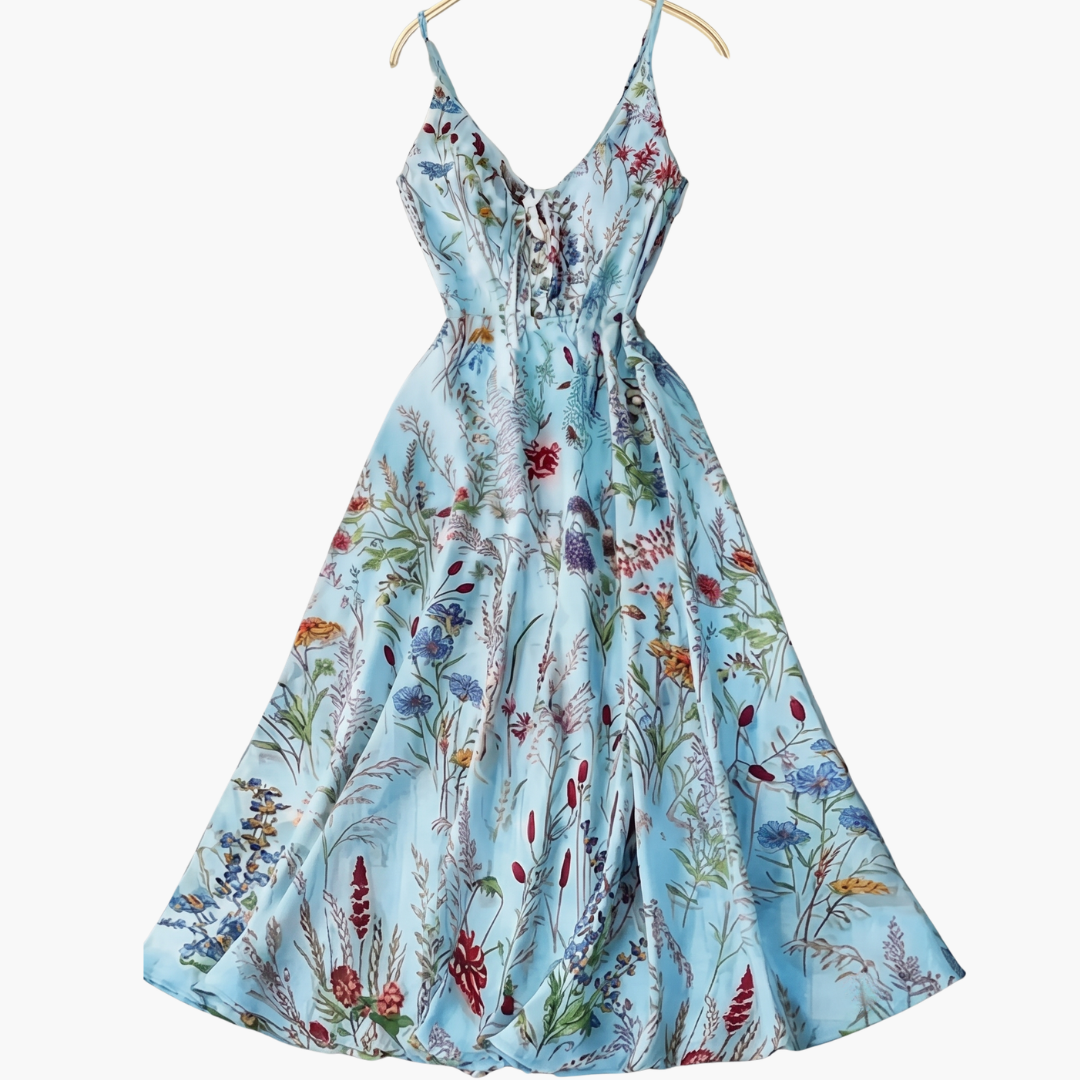 Women’s Floral Print Spaghetti Strap Midi Dress