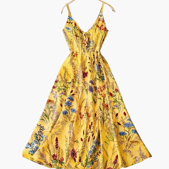 Women’s Floral Print Spaghetti Strap Midi Dress