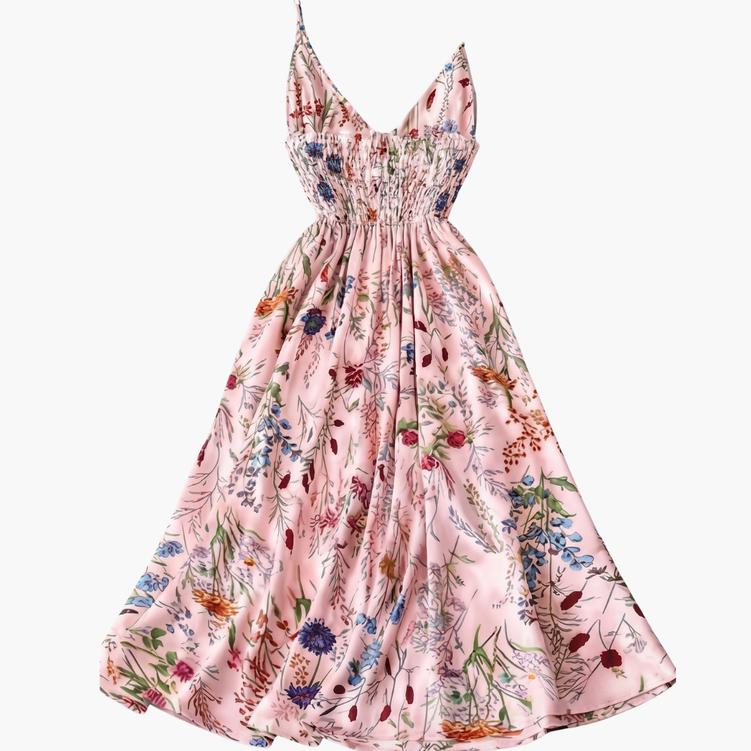Women’s Floral Print Spaghetti Strap Midi Dress