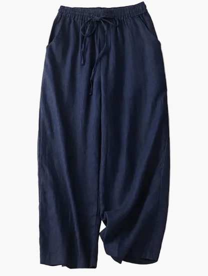 Women’s Wide-Leg Drawstring Trousers with Elasticated Waistband