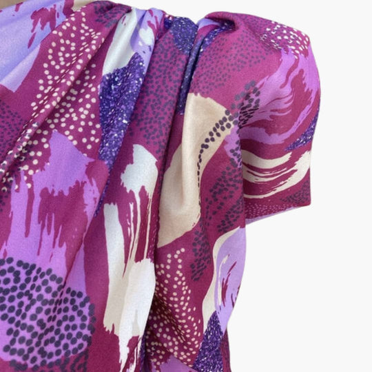 Women's Midi Dress with One Shoulder and Puff Sleeve