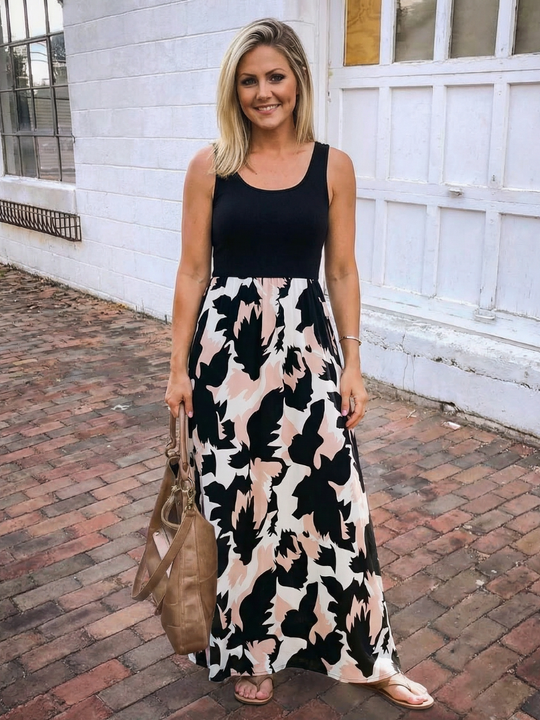 Zéphira | Sleeveless Scoop Neck Printed Maxi Dress