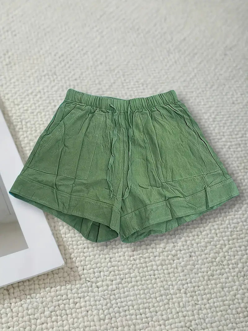 Women's Drawstring Shorts with Relaxed Fit and Adjustable Waistband