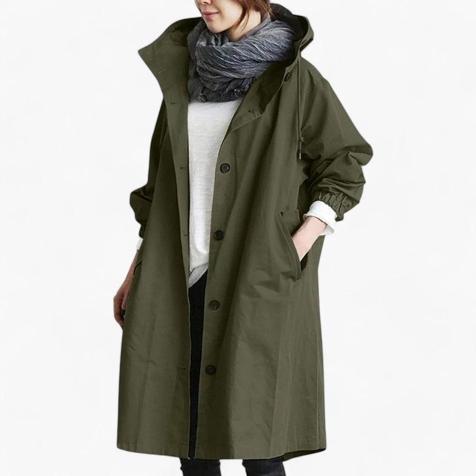 Women’s Trench Coat with Adjustable Waist and Structured Fit