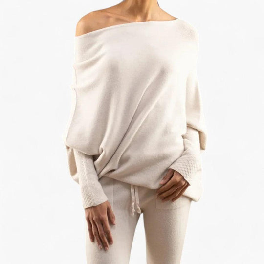 Women’s Jumper with Off-Shoulder Neckline and Knit Texture
