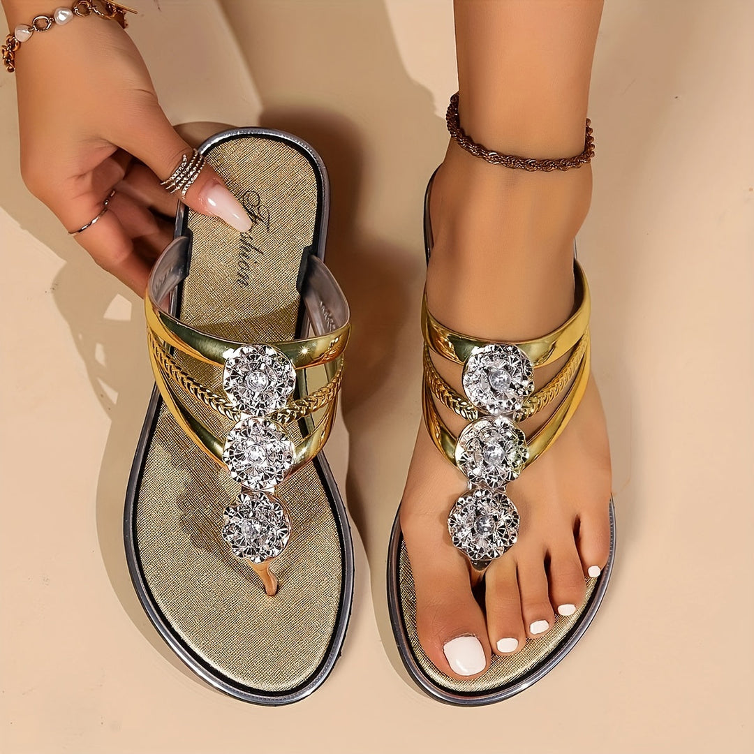 Women's Glam Sandals with Crystal Accents and Cushioned Insoles