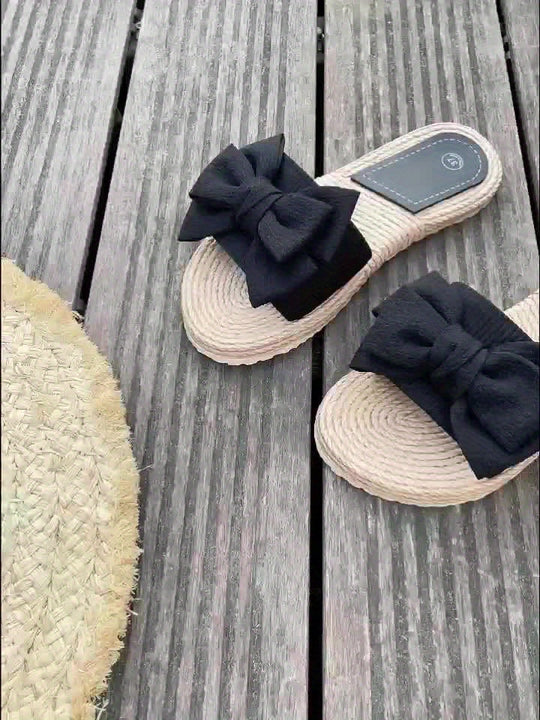 Women's Sandals with Bow Detail and Open-Toe Design