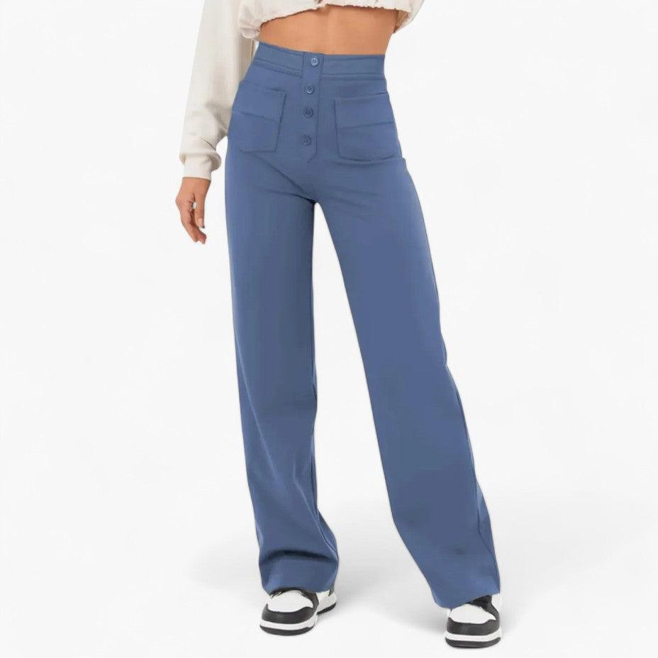 Women's Elastic Waist Trousers with Shaping Fit and Full Length