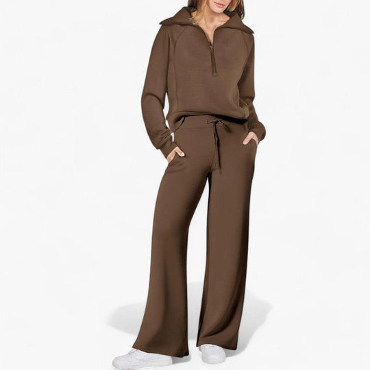 Women’s Two-Piece Lounge Set with Zip-Up Top and Matching Bottoms