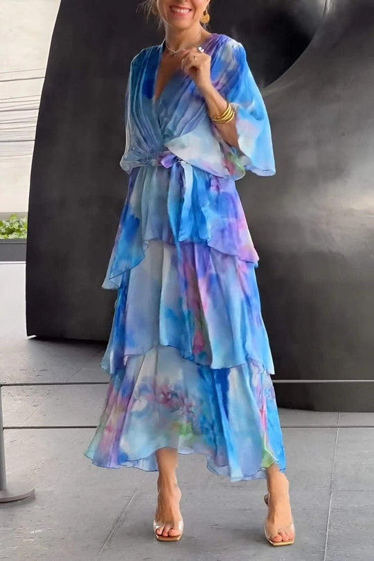 Women's Maxi Dress with Bohemian Print and Flowing Silhouette