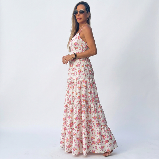 Women's Floral Print Tiered Maxi Dress